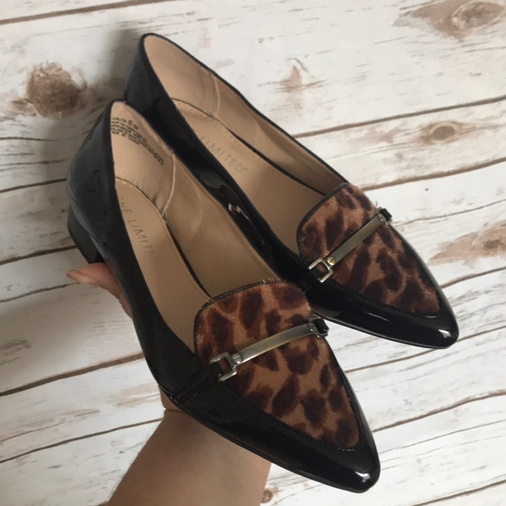 The Limited •patent leather leopard calf hair shoe